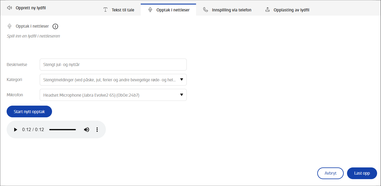 Opptak i nettleser